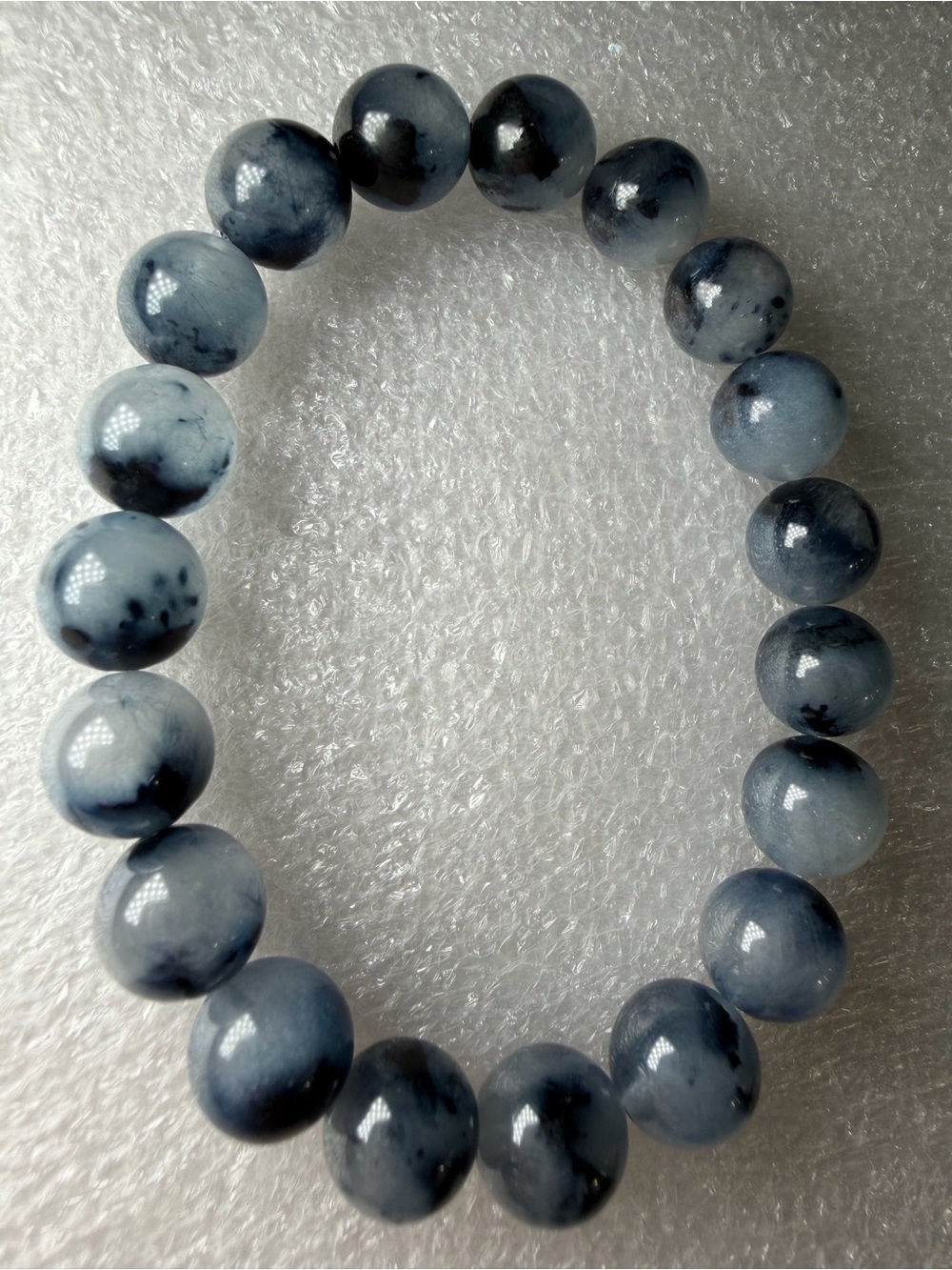 HQ 10MM Deep Blue Rutilated Quartz Natural Crystal Bracelet